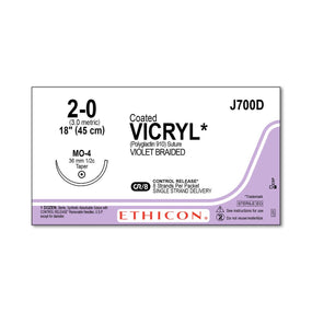 Ethicon Taper Point Vicryl Synthetic Absorbable Sutures J700D - 12.0 Each - MDL-ETHJ700D