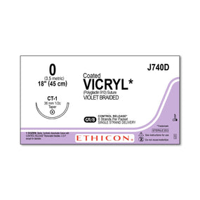 Ethicon Taper Point Vicryl Synthetic Absorbable Sutures J740D - 12.0 Each - MDL-ETHJ740D