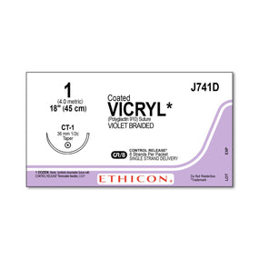 Ethicon Taper Point Vicryl Synthetic Absorbable Sutures J741D - 12.0 Each - MDL-ETHJ741D