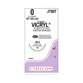Ethicon Reverse Cutting VICRYL Absorbable Sutures J756T - 24.0 Each - MDL-ETHJ756T
