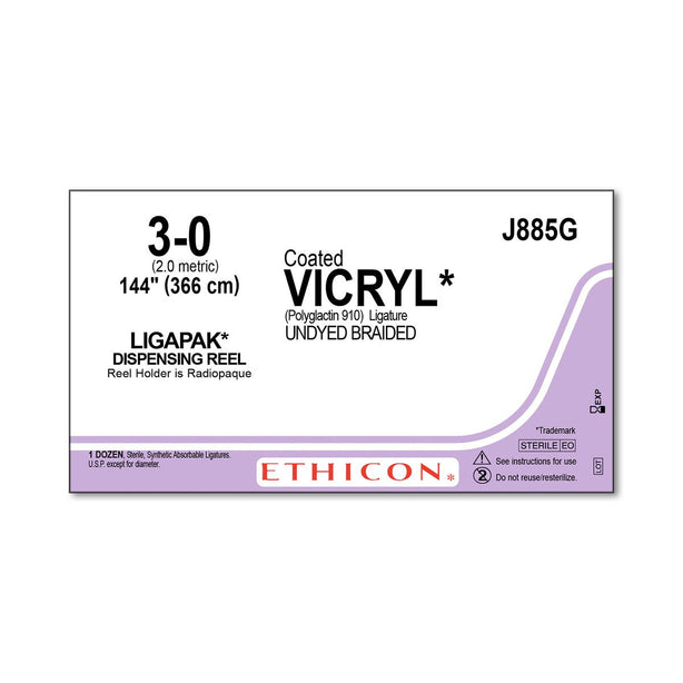 Ethicon Ligapak Ligating Reel Vicryl Absorbable Sutures J885G - 12.0 Each - MDL-ETHJ885G