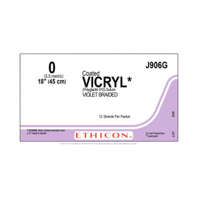 Ethicon Pre-Cut Coated Vicryl Sutures J906G - 12.0 Each - MDL-ETHJ906G
