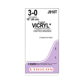 Ethicon Pre-Cut Coated Vicryl Sutures J910T - 24.0 Each