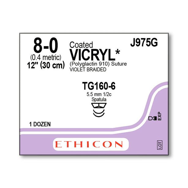 ETHICON Coated Vicryl Plus Sutures J975G 12 Each - MDL-ETHJ975G