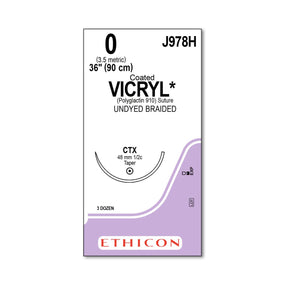 Ethicon Taper Point Vicryl Synthetic Absorbable Sutures J978H - 36.0 Each - MDL-ETHJ978H