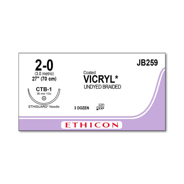 ETHICON Ethiguard Vicryl Absorbable Suture JB259 36 Each - MDL-ETHJB259
