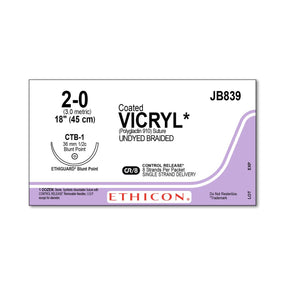 ETHICON Ethiguard Vicryl Absorbable Suture JB839 12 Each - MDL-ETHJB839