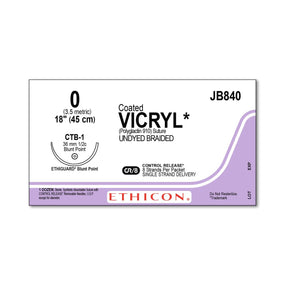 ETHICON Ethiguard Vicryl Absorbable Suture JB840 12 Each - MDL-ETHJB840
