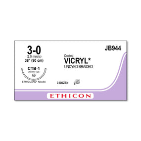 ETHICON Ethiguard Vicryl Absorbable Suture JB944 36 Each - MDL-ETHJB944
