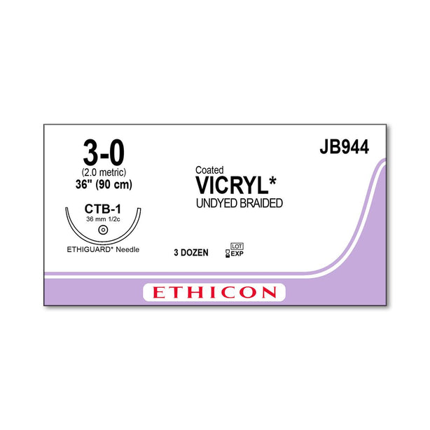 ETHICON Ethiguard Vicryl Absorbable Suture JB944 36 Each - MDL-ETHJB944