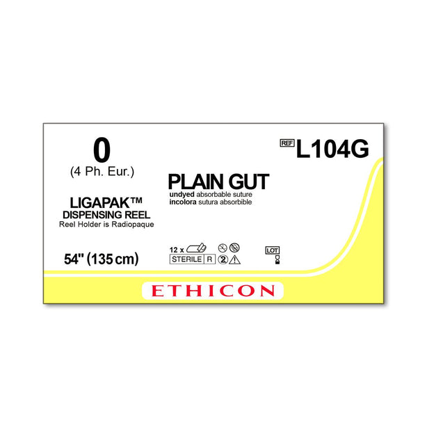 ETHICON LIGAPAK Ligating Reel Plain Suture L104G 12 Each - MDL-ETHL104G
