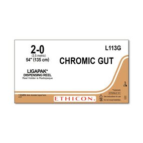 ETHICON LIGAPAK Ligating Reel Chromic Gut Sutures L113G 12 Each-MDL-ETHL113G