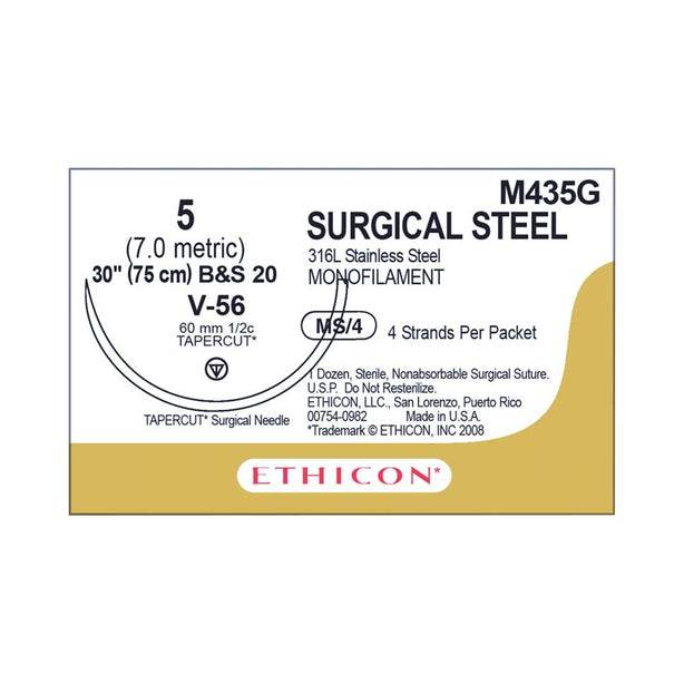 Tapercut Stainless-Steel Nonabsorbable Sutures - M435G - 12 Each - MDL-ETHM435G