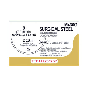 Ethicon Sternum Stainless-Steel Nonabsorbable Sutures M436G - 12.0 Each - MDL-ETHM436G