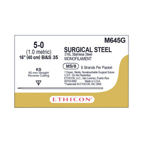 Ethicon Straight-Cutting Surgical-Steel Nonabsorbable Sutures M645G - 12.0 Each - MDL-ETHM645G