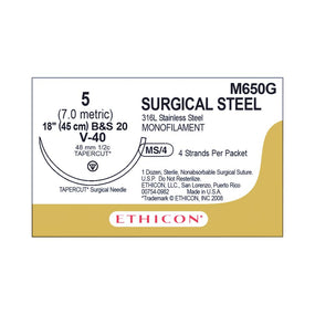 Tapercut Stainless-Steel Nonabsorbable Sutures - M650G - 12 Each - MDL-ETHM650G