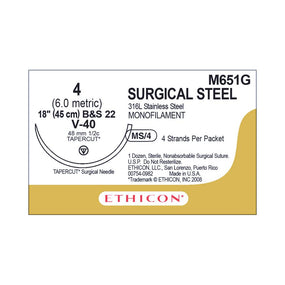 Tapercut Stainless-Steel Nonabsorbable Sutures - M651G - 12 Each - MDL-ETHM651G