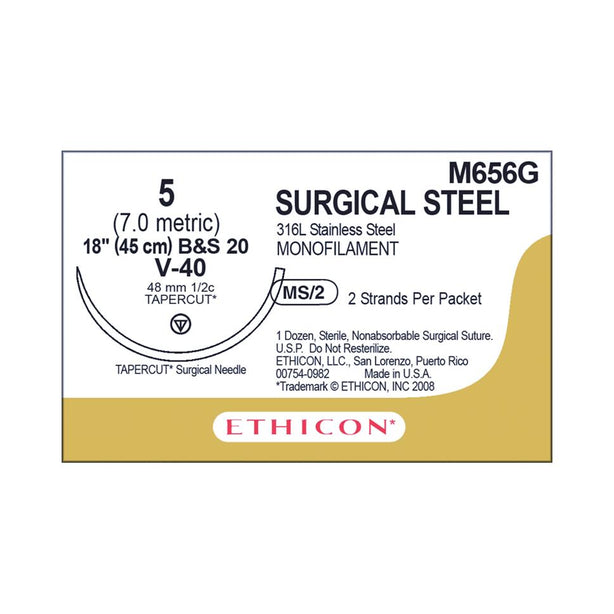 Tapercut Stainless-Steel Nonabsorbable Sutures - M656G - 12 Each - MDL-ETHM656G