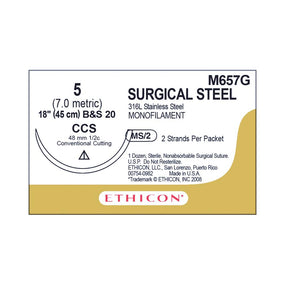 Ethicon Sternum Stainless-Steel Nonabsorbable Sutures M657G - 12.0 Each - MDL-ETHM657G
