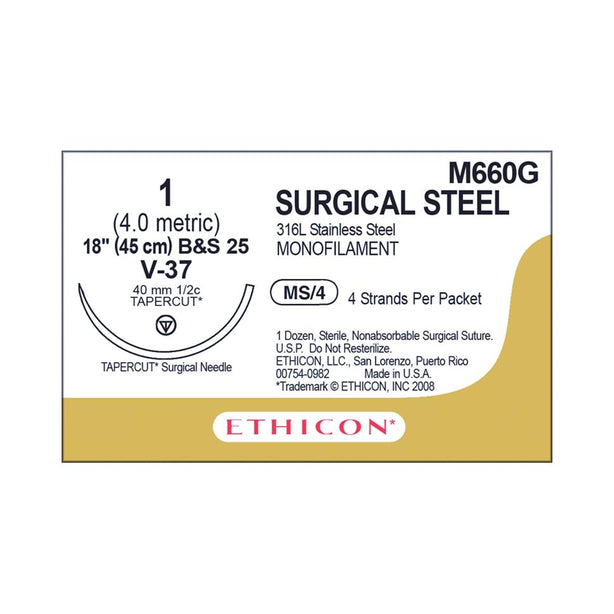 Tapercut Stainless-Steel Nonabsorbable Sutures - M660G - 12 Each - MDL-ETHM660G