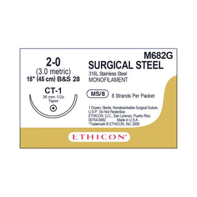 Ethicon Taper-Point Stainless-Steel Nonabsorbable Sutures M682G - 12.0 Each - MDL-ETHM682G