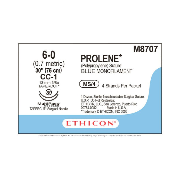 Ethicon Prolene Polypropylene Suture M8707 - 12.0 Each