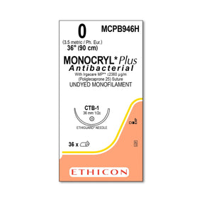 Ethiguard Monocryl Plus Antibacterial Sutures - MCPB946H - 36 Each - MDL-ETHMCPB946H
