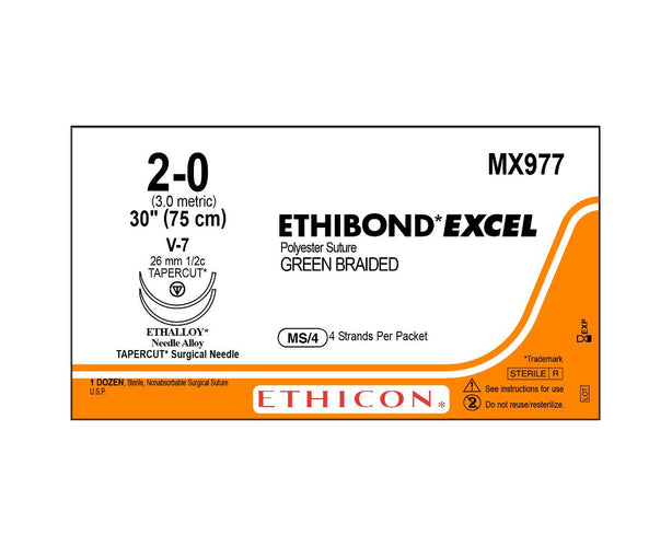 ETHICON Taper-Cut Ethibond Excel Nonabsorbable Sutures MX977 12 Each - MDL-ETHMX977