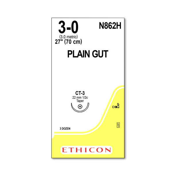 Ethicon Taper Point Plain Gut Absorbable Sutures N862H - 36.0 Each