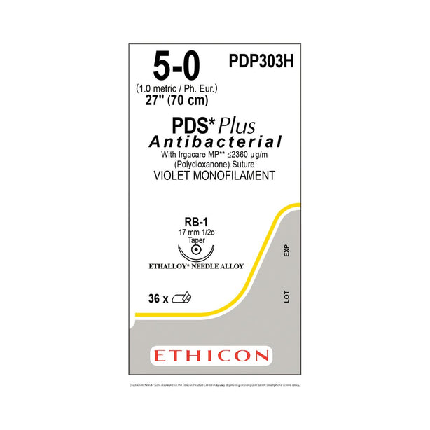 Ethicon Taper Point PDS Plus Antibacterial Absorbable Sutures PDP303H - 36.0 Each - MDL-ETHPDP303H