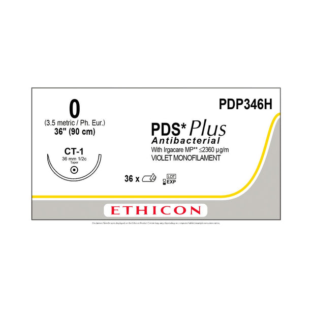 Ethicon Taper Point PDS Plus Antibacterial Absorbable Sutures PDP346H - 36.0 Each - MDL-ETHPDP346H