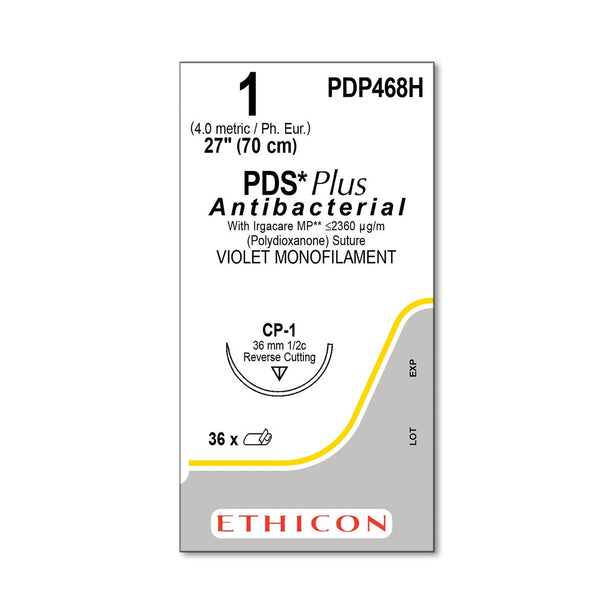 ETHICON Reverse Cutting PDS Plus Antibacterial Sutures PDP468H 36 Each-MDL-ETHPDP468H