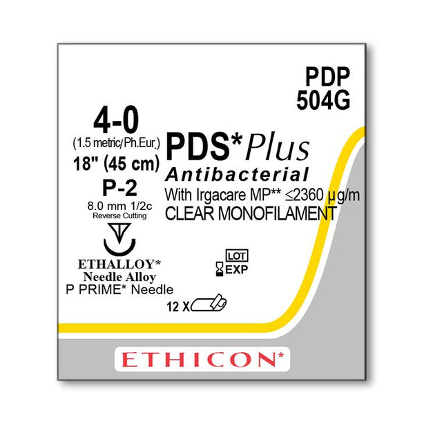 ETHICON Precision Point PDS Plus Antibac Absorbable Sutures PDP504G 12 Each-MDL-ETHPDP504G