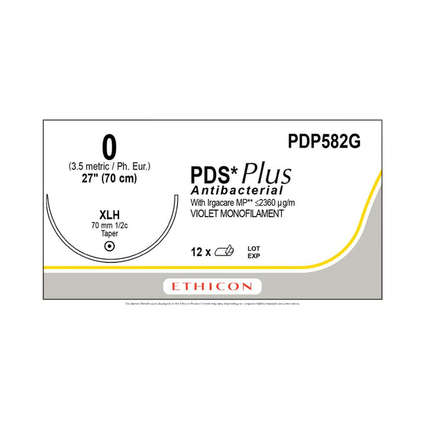 Ethicon Taper Point PDS Plus Antibacterial Absorbable Sutures PDP582G - 12.0 Each