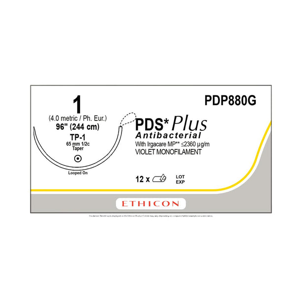 Ethicon Taper Point PDS Plus Antibacterial Absorbable Sutures PDP880G - 12.0 Each