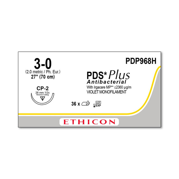 ETHICON Reverse Cutting PDS Plus Antibacterial Sutures PDP968H 36 Each-MDL-ETHPDP968H