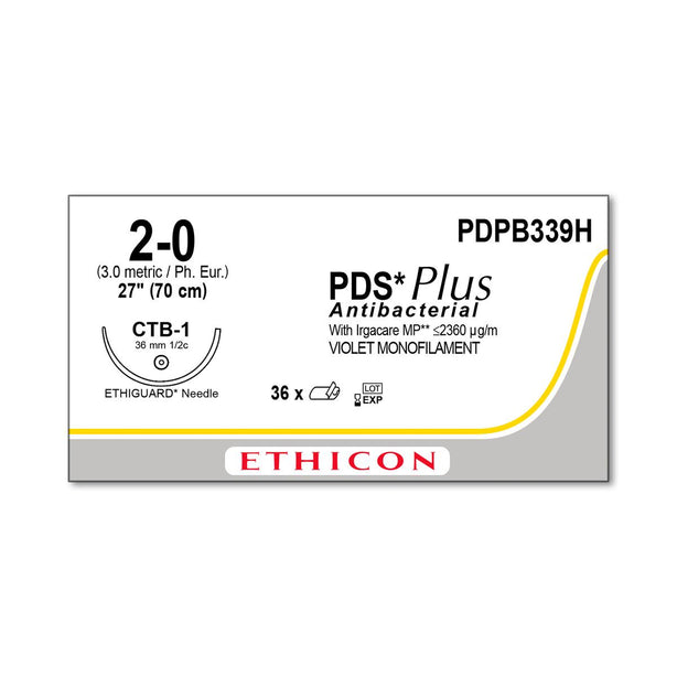 Ethicon ETHIGUARD PDS Plus Antibacterial Sutures PDPB339H - 36.0 Each - MDL-ETHPDPB339H