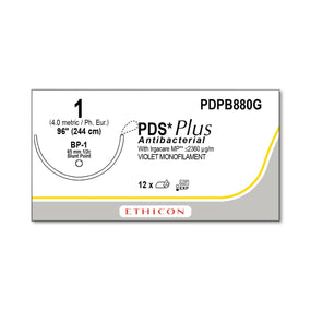ETHICON Blunt Point PDS Plus Antibacterial Sutures PDPB880G 12 Each - MDL-ETHPDPB880G