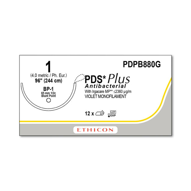 ETHICON Blunt Point PDS Plus Antibacterial Sutures PDPB880G 12 Each - MDL-ETHPDPB880G