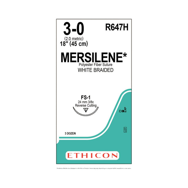 Ethicon Reverse Cutting Mersilene Nonabsorbable Sutures R647H - 36.0 Each - MDL-ETHR647H