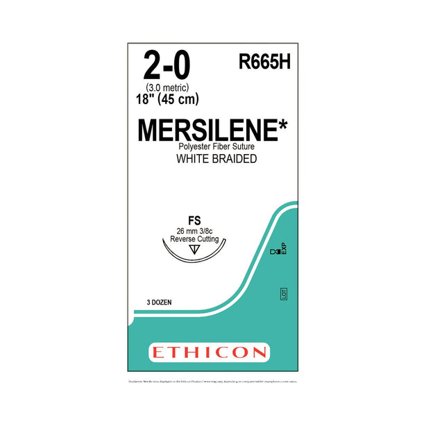 Ethicon Reverse Cutting Mersilene Nonabsorbable Sutures R665H - 36.0 Each - MDL-ETHR665H