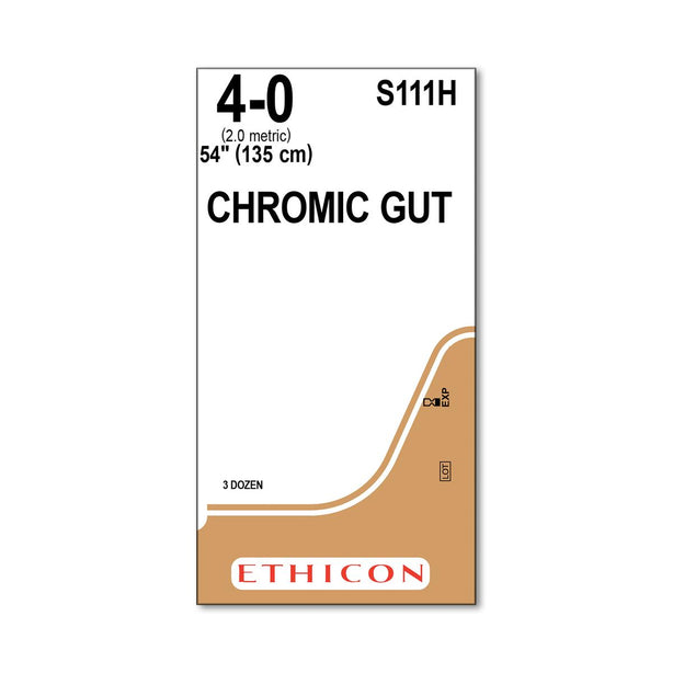Ethicon Standard / Short Chromic Gut Absorbable Sutures S111H - 36.0 Each