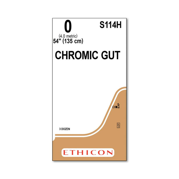 Ethicon Standard / Short Chromic Gut Absorbable Sutures S114H - 36.0 Each