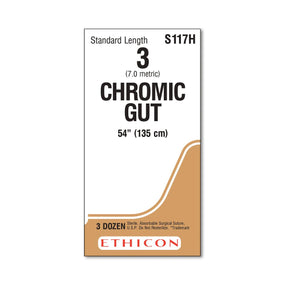 Ethicon Standard / Short Chromic Gut Absorbable Sutures S117H - 36.0 Each