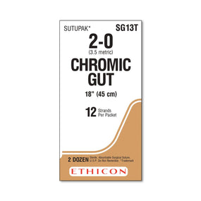 ETHICON SUTUPAK Pre-Cut Chromic Gut Absorbable Sutures SG13T 24 Each-MDL-ETHSG13T