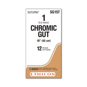ETHICON SUTUPAK Pre-Cut Chromic Gut Absorbable Sutures SG15T 24 Each-MDL-ETHSG15T