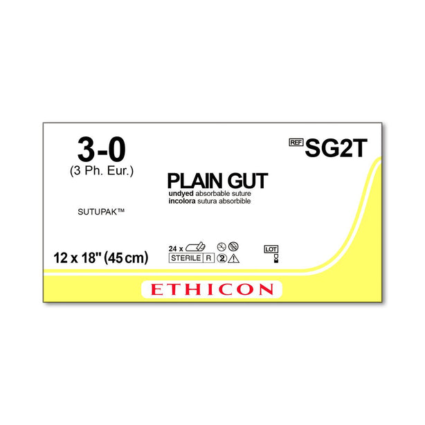 Sutupak Sterile Pre-Cut Plain Gut Absorbable Sutures - SG2T - 24 Each - MDL-ETHSG2T