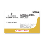 Sutupak Precut Stainless-Steel Nonabsorbable Sutures - SS26G - 12 Each - MDL-ETHSS26G