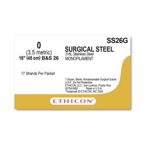 Sutupak Precut Stainless-Steel Nonabsorbable Sutures - SS26G - 12 Each - MDL-ETHSS26G