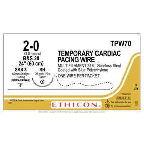 Ethicon Temporary Pacing Wire Stainless Steel Nonabsorbable Sutures TPW70 - 12.0 Each